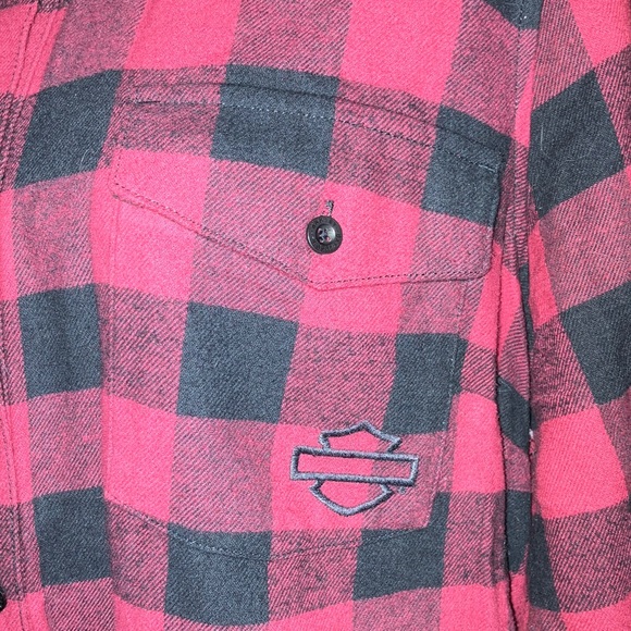 Harley-Davidson red and black buffalo check flannel shirt, XL - Picture 3 of 8